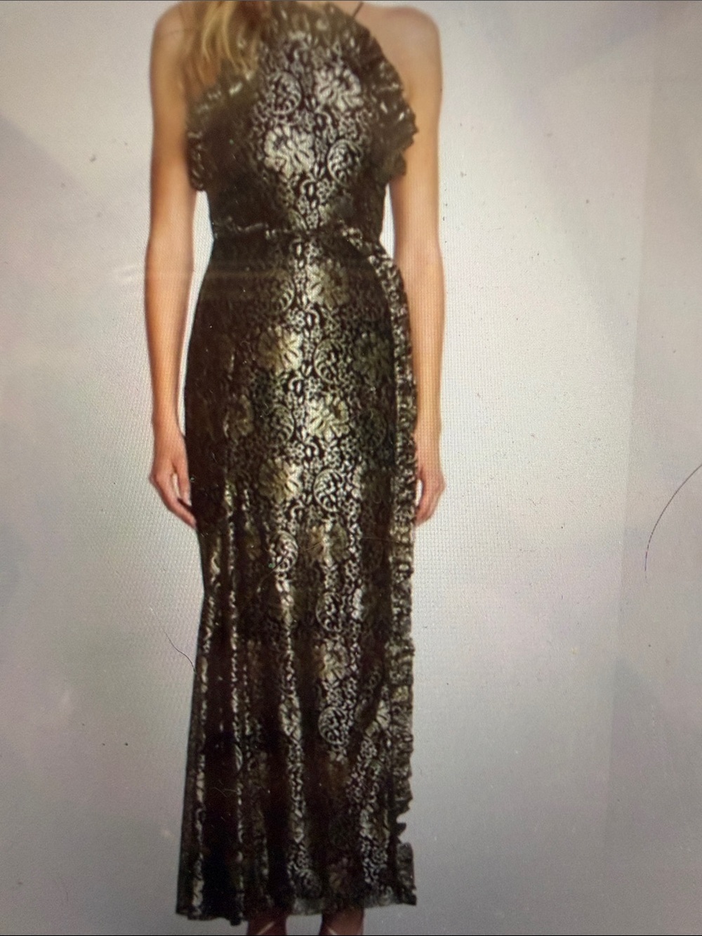 Alice McCall Black and Gold Lace Maxi Dress